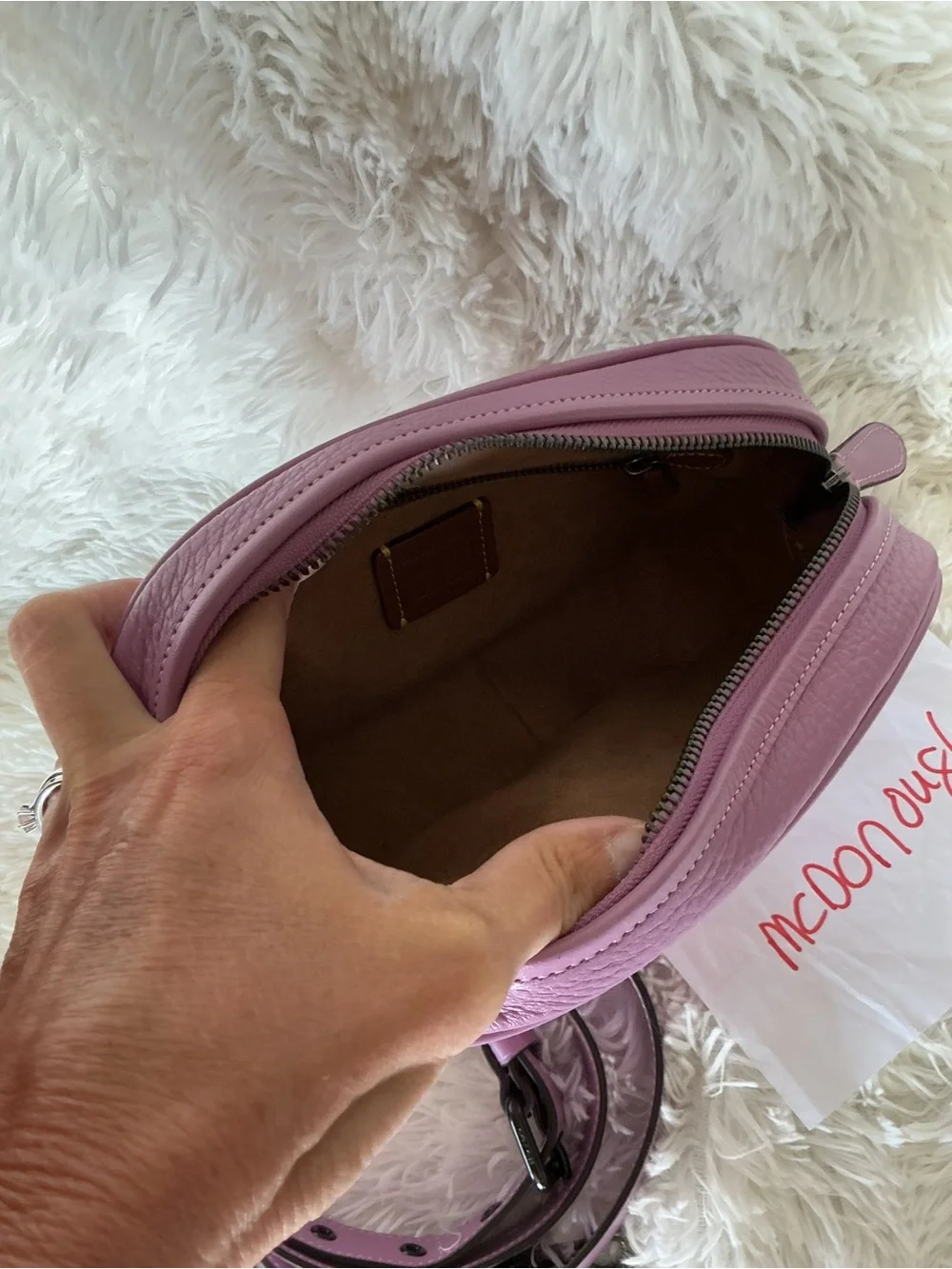 Coach Lilac Pebbled Leather Crossbody Camera Bag